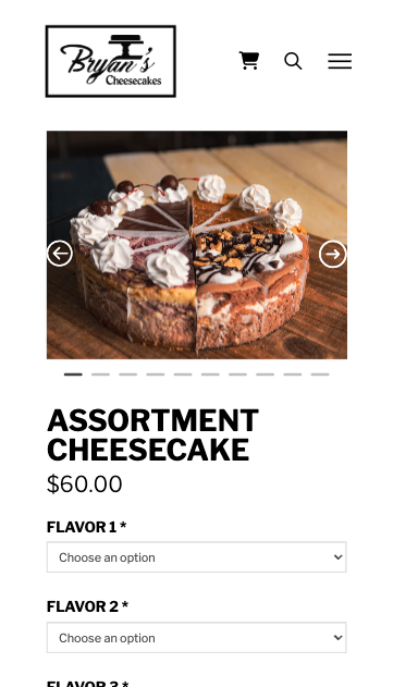 Bryans cheesecakes product page